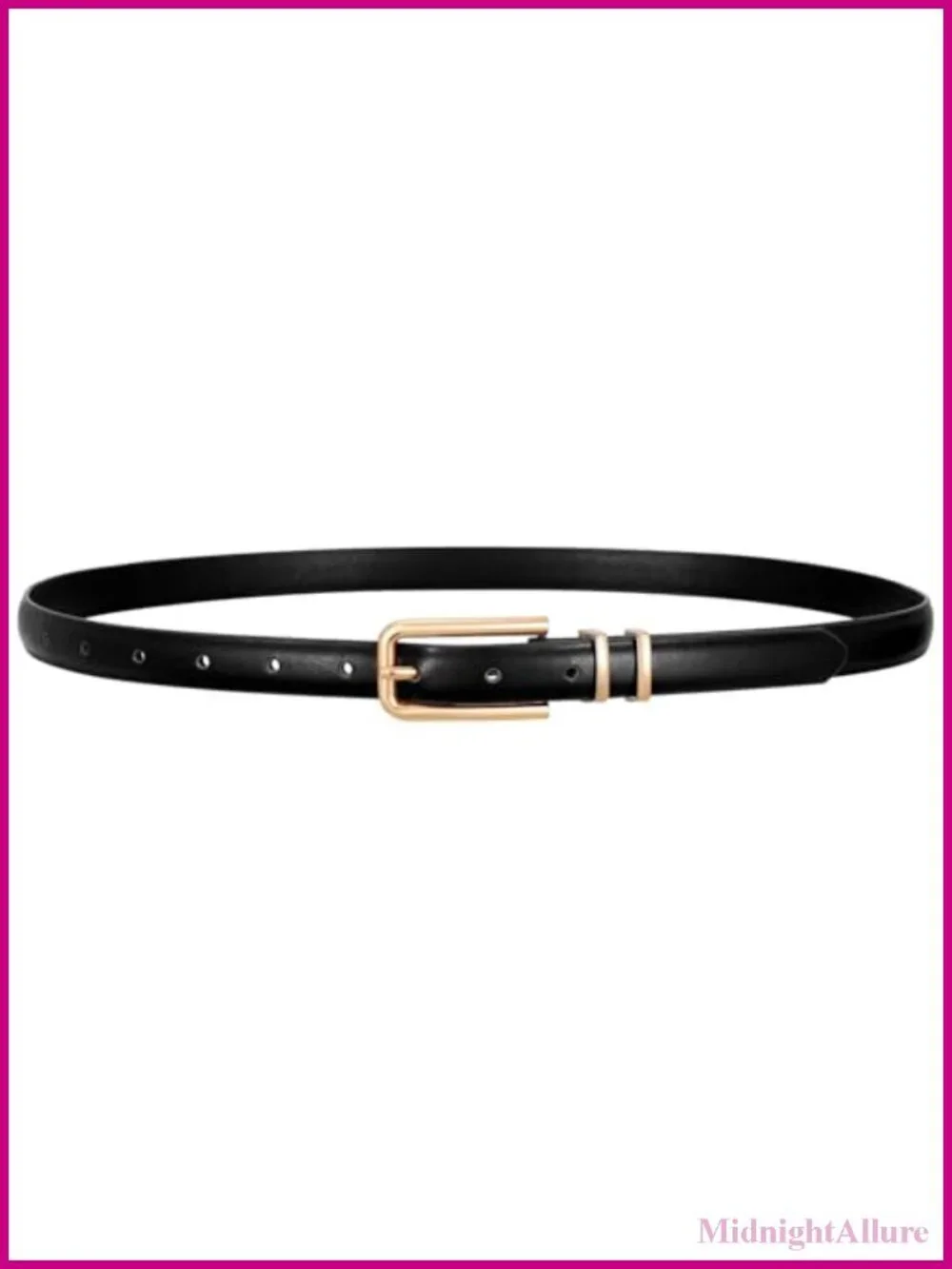 Skinny Faux Leather Belt Thin Waist Belt with Gold Buckle
